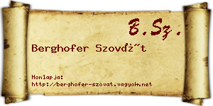 Berghofer Szovát névjegykártya